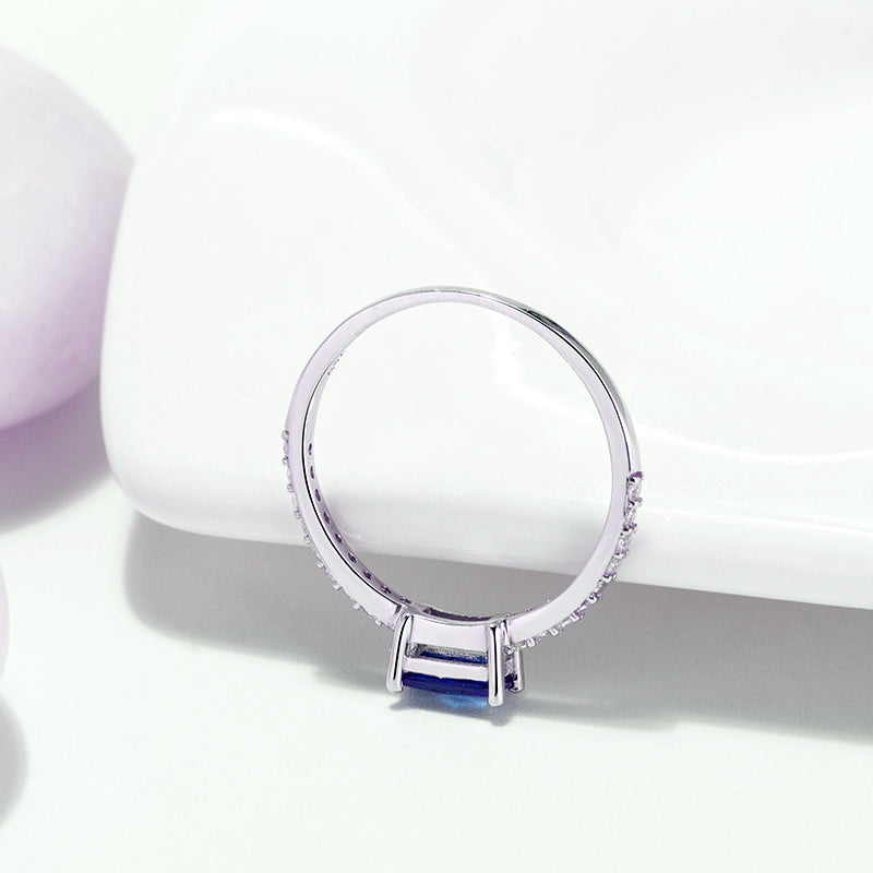 EngagementRingforWomenEmeraldCutBlueCzSterlingSilverGingerLyneCollection_Blue-5
