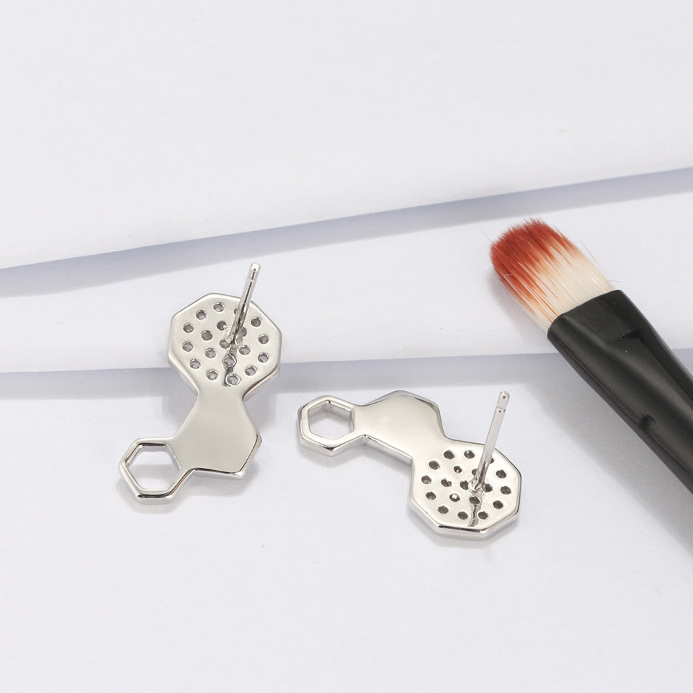HoneycombDropStudEarringsforWomenCzSterlingSilverGingerLyneCollection_Silver-3
