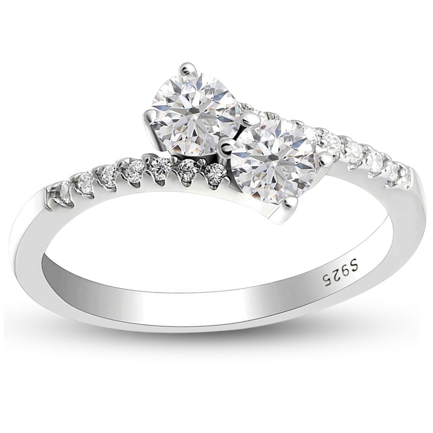 TatianaEngagementRingforWomenSterlingSilver2StonePromiseCzGingerLyneCollection_Silver-1