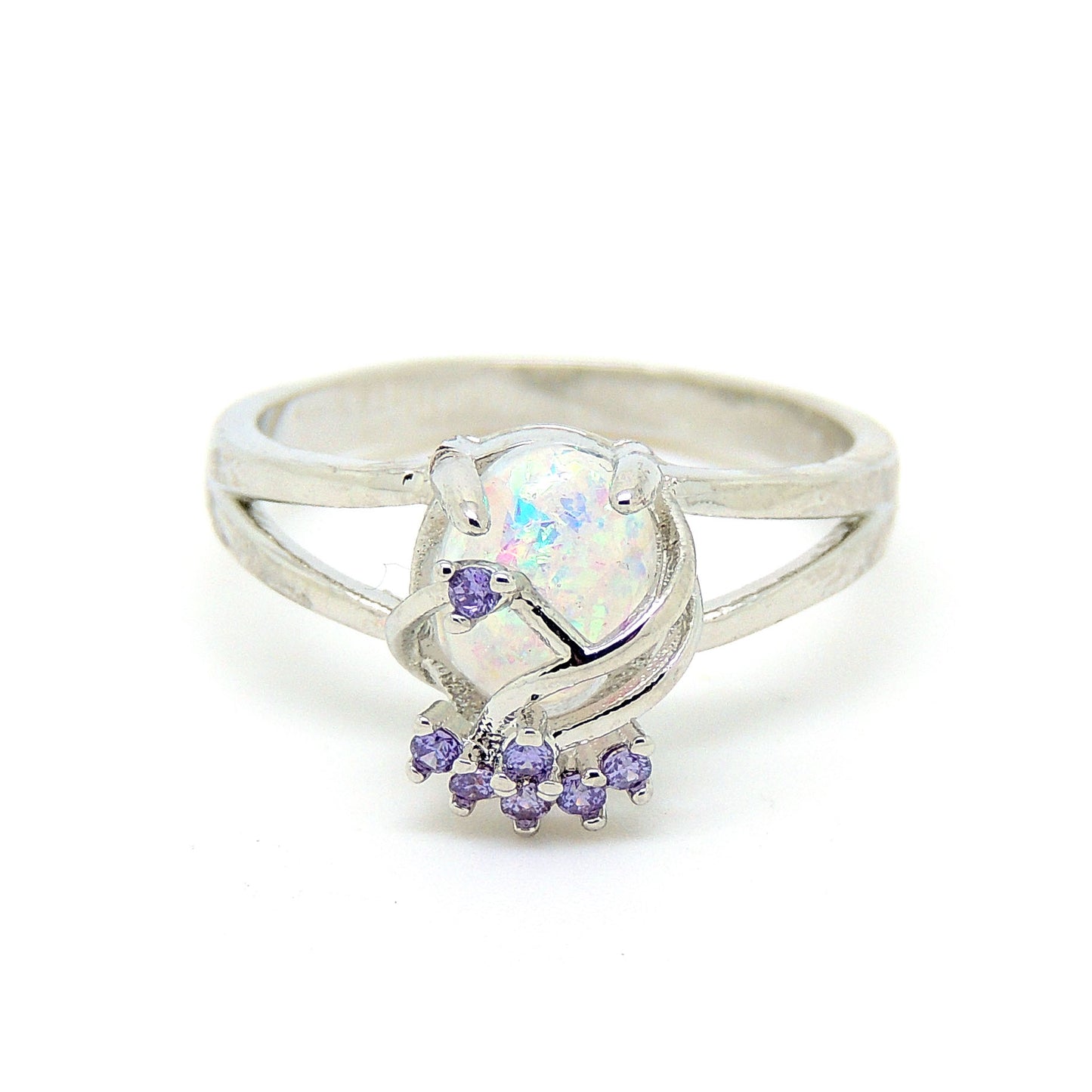 AdlaiSimulatedFireOpalRingWomenPurpleCubicZirconiaGingerLyneCollection_Silver-1