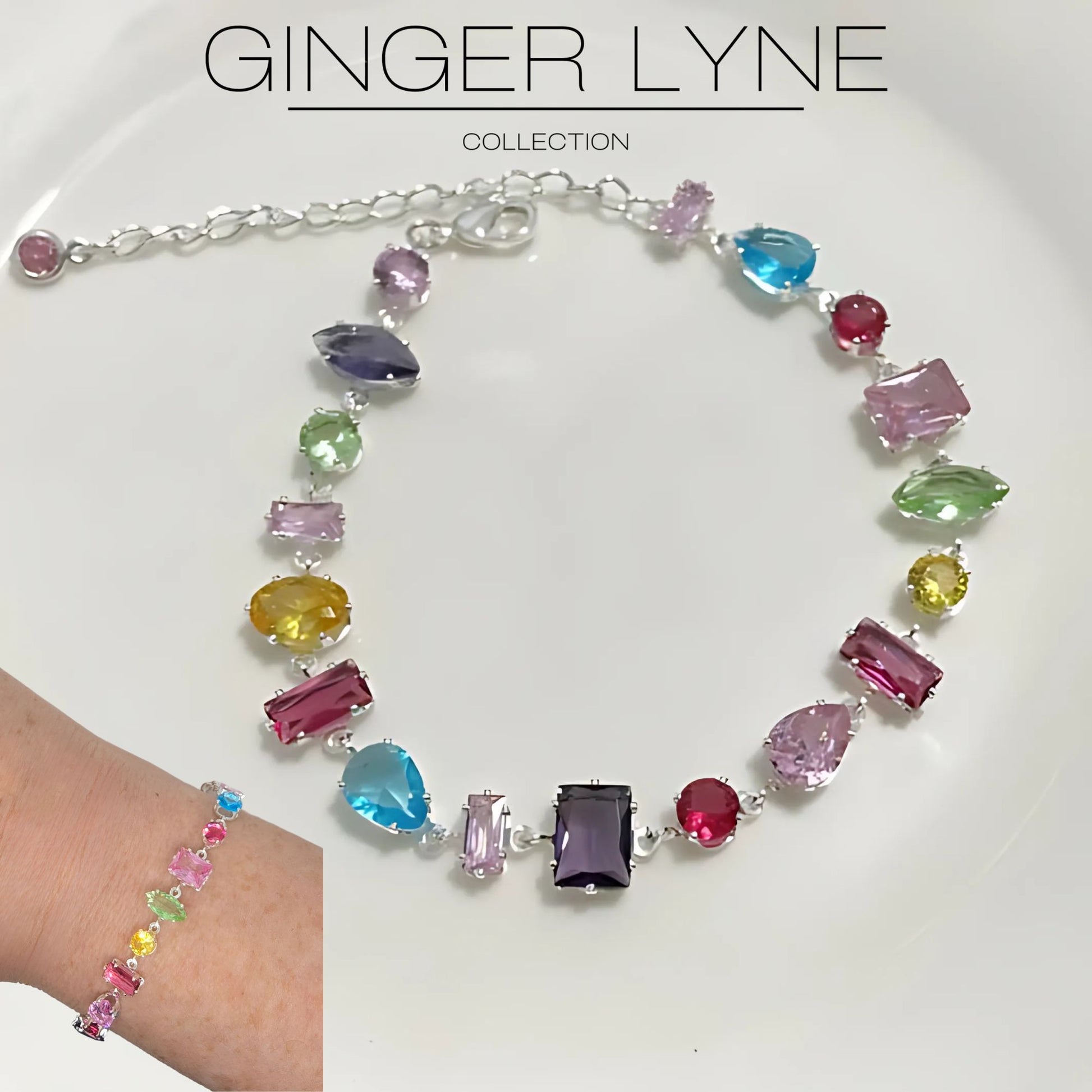 ConfettiCZTennisBraceletforWomen8.5"WhiteGoldPlatedColorfulCubicZirconia_Multi-color-4