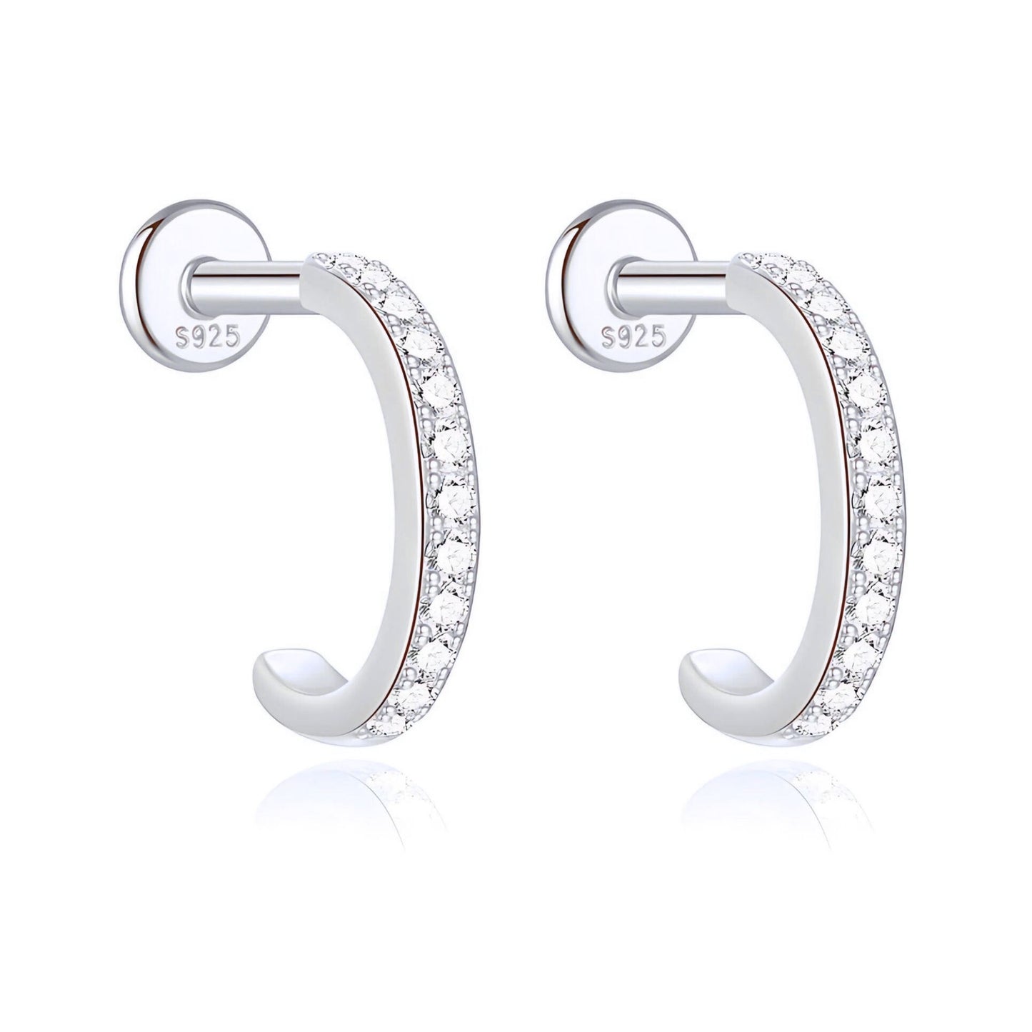 HoopFlatBackEarringsforWomenSterlingSilver16G6mmCartilageHelixUpperLobeBodyPiercingGingerLyne_Silver-1
