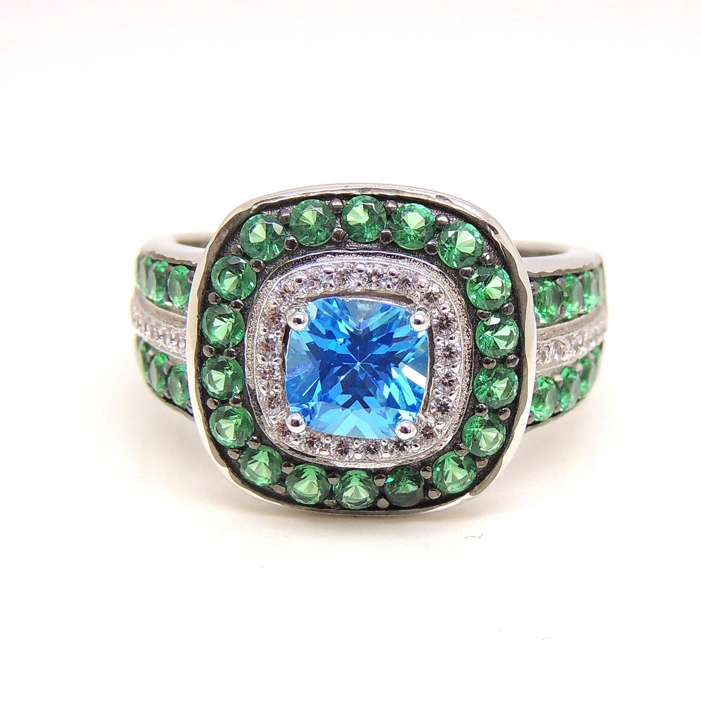 HollieStatementRingHaloGreenBlueCzSterlingSilverWomensGingerLyneCollectionSize6_Green-5