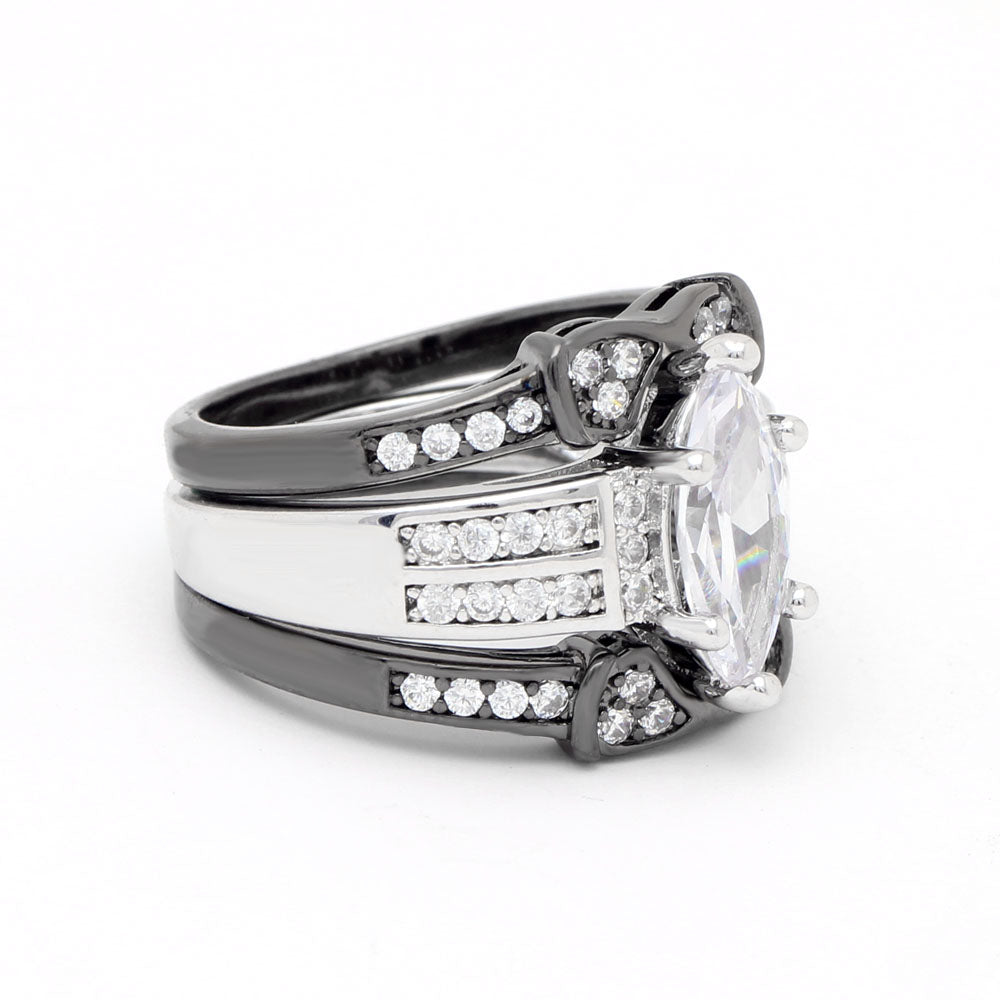 AdoraWeddingRingSetforWomenEngagementRing2MatchingBandCubicZirconiaBlackHaloGingerLyneCollection_Black-2