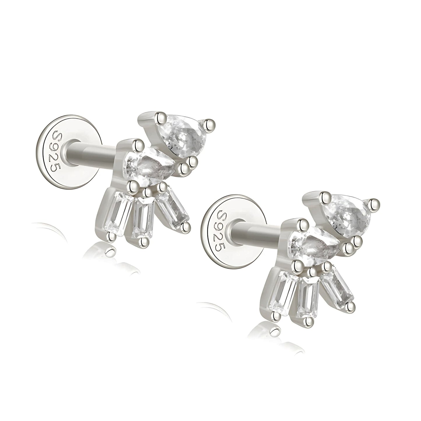 PearBaguetteCZFlatBackEarringsforCartilageHelixTragusLobe16g8mmSterlingSilver1pairbyGingerLyne_Silver-1