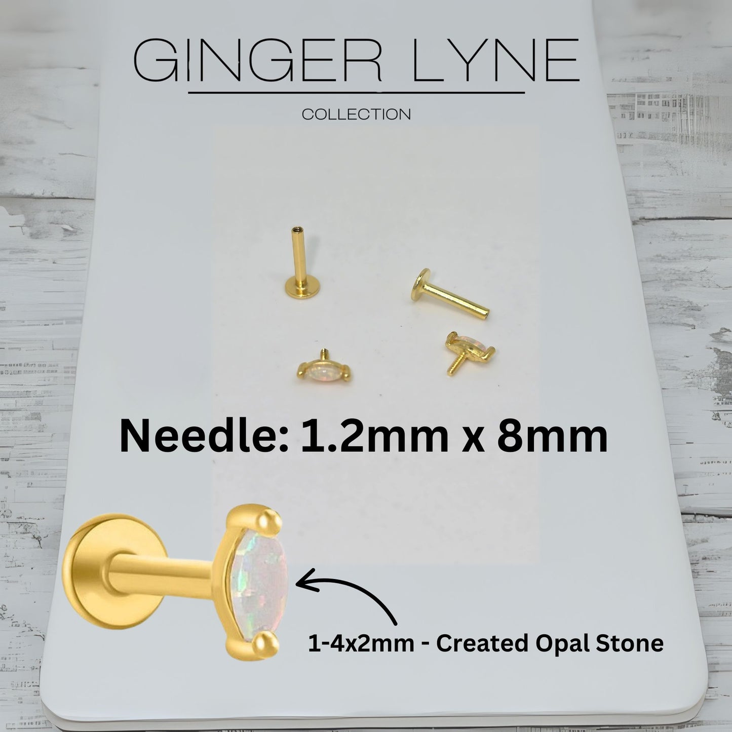 CreatedOpalFlatBackEarringsforCartilageHelixTragusLobe16gGoldoverSterlingSilverStudsPairbyGingerLyne_White-2