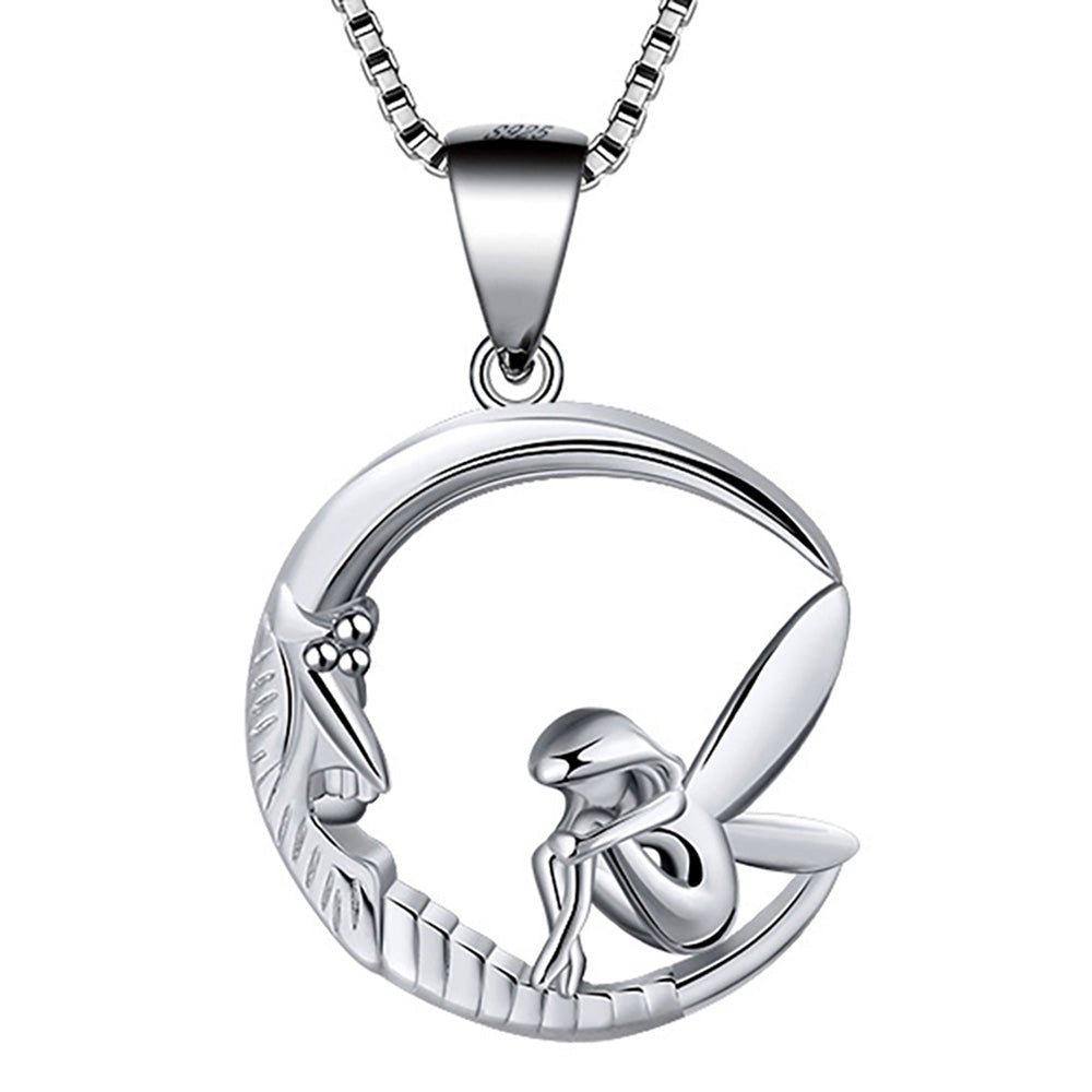 FairyMoonPendantChainNecklaceforWomenSterlingSiverGingerLyneCollection_Silver-1