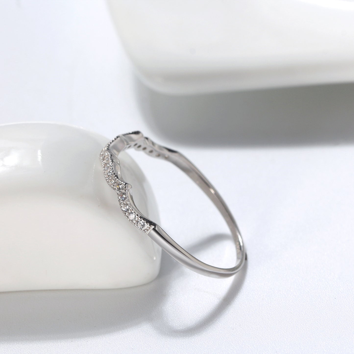 VersiaWeddingBandRingSterlingSilverCzScallopBridalWomensGingerLyneCollection_Silver-2
