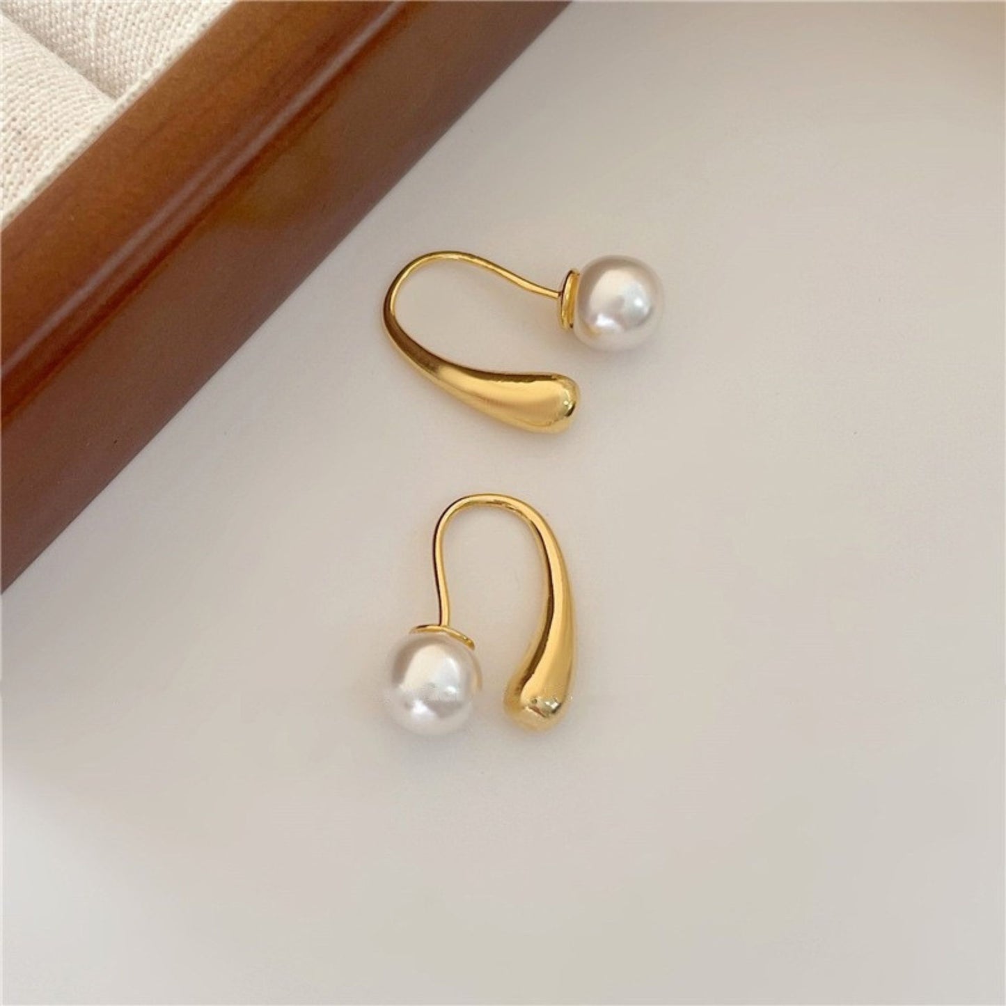 TeardropHookEarringsforWomenGoldStainlessSteelPearlBackforMultipleLookGingerLyneCollection_Gold-2