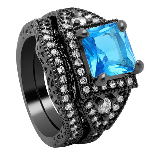 DanielleWeddingRingSetforWomenCzBlueEngagementRingBandGingerLyneSize6_Blue-1