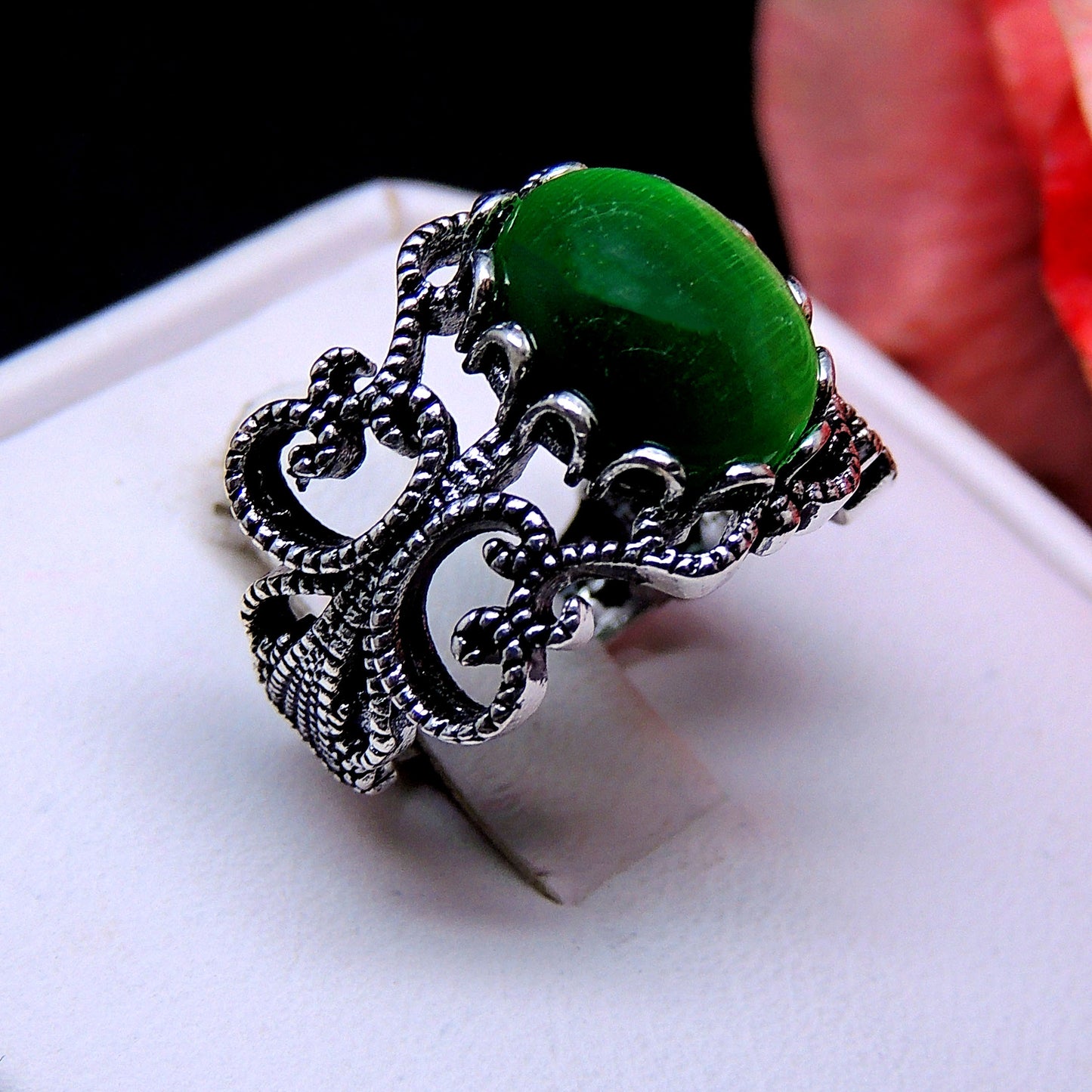 FiligreeWhiteFireOpalStatementRingWomenGingerLyneCollection_Green-3