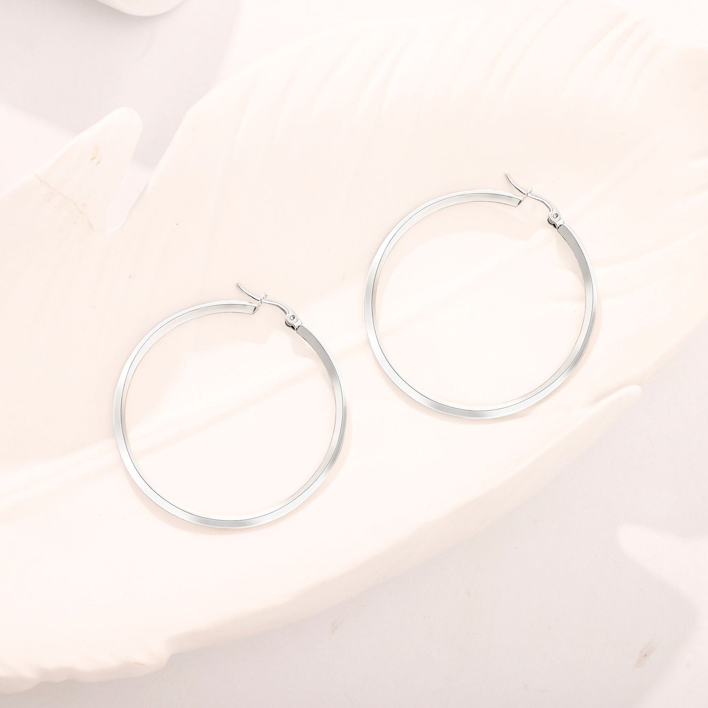 LargePlainHoopEarringsforWomenSilverToneStainlessSteelGingerLyneCollection_50mm-Silver-4