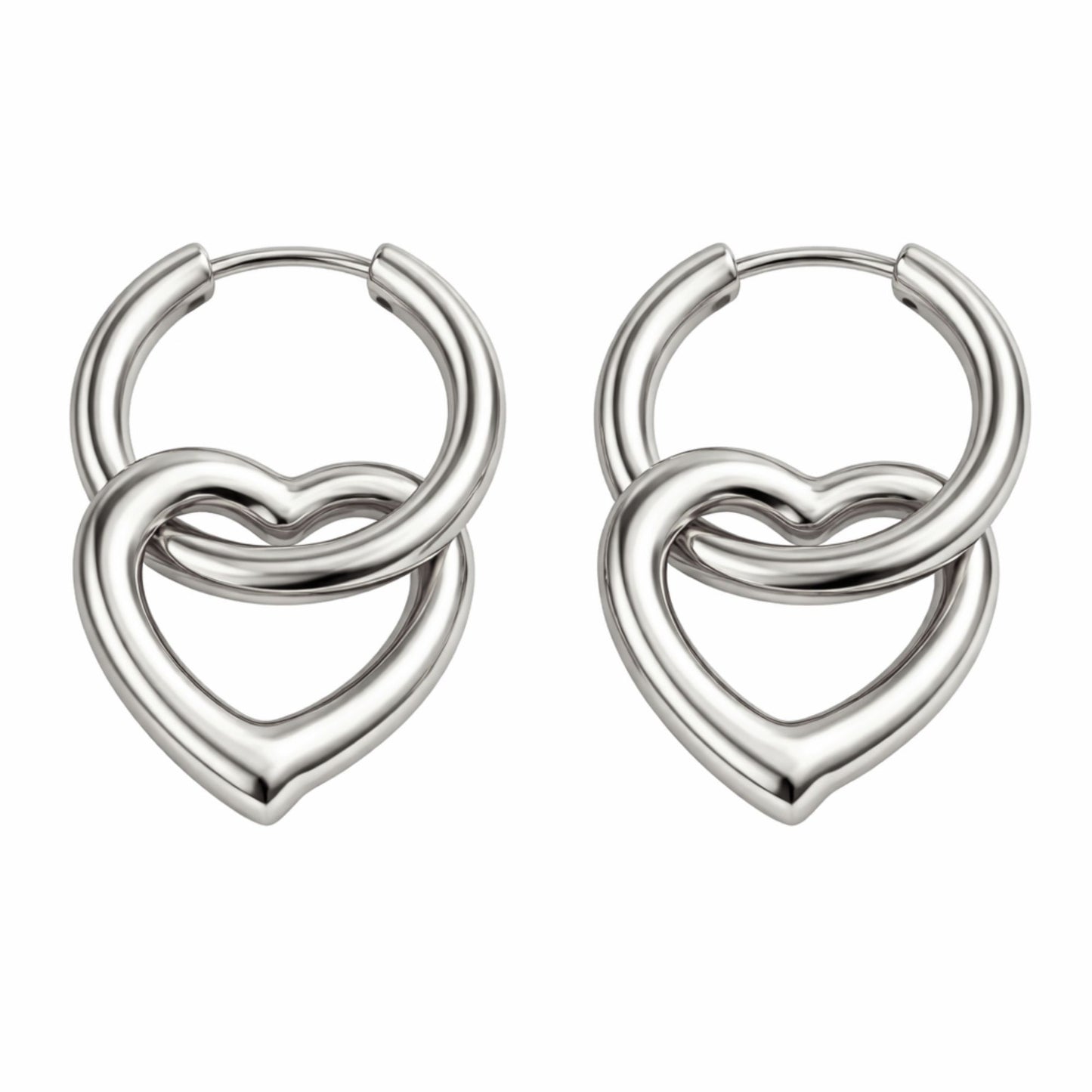 OpenHeartCharmDangleHuggieHoopEarringsStainlessSteelbyGingerLyne_Silver-1
