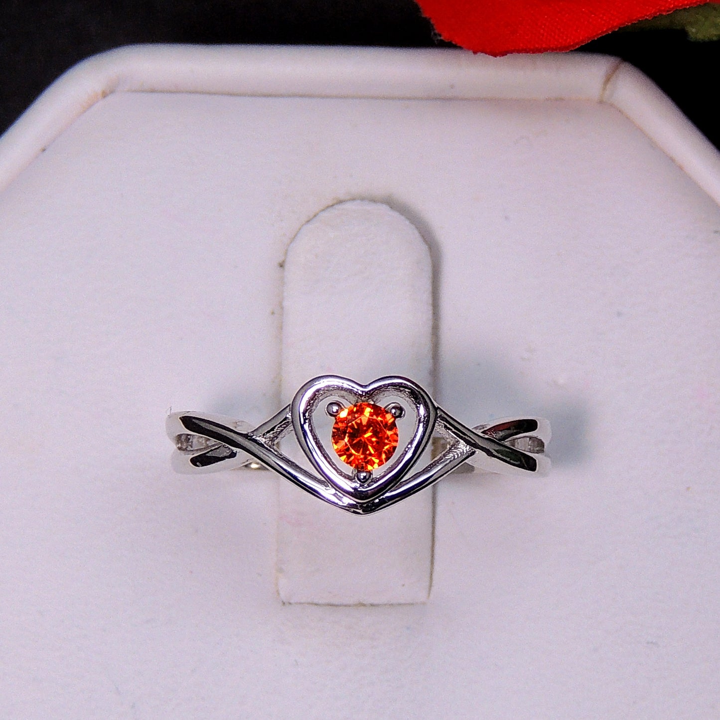 ChristineEngagementRingforWomenPromiseHeartBirthstoneCzSterlingSilverbyGingerLyne_January-GarnetRed-5