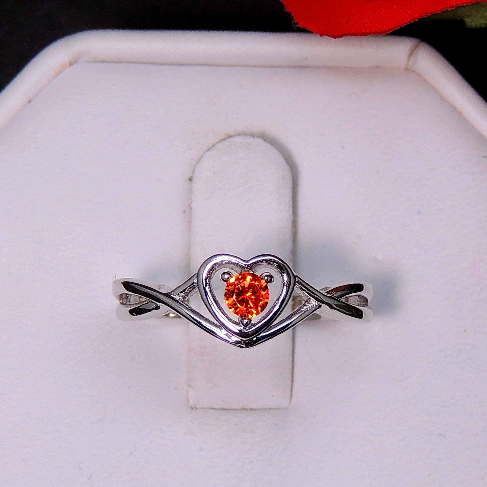ChristineEngagementRingforWomenPromiseHeartBirthstoneCzSterlingSilverbyGingerLyne_January-GarnetRed-5