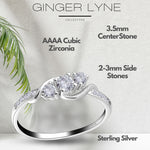 Load image into Gallery viewer, 3 Stone Engagement Ring for Women,  Sterling Silver Cubic Zirconia Wedding  Ring for Her Ginger Lyne Collection
