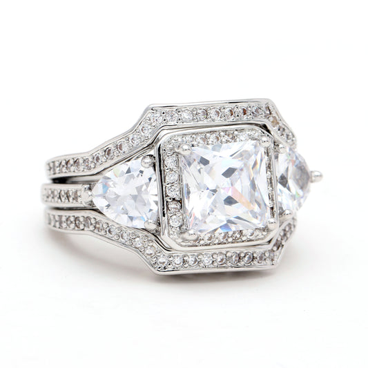 DinahWeddingRingSetforWomen3pcBandPrincessEngagementGingerLyneCollection_Silver-1