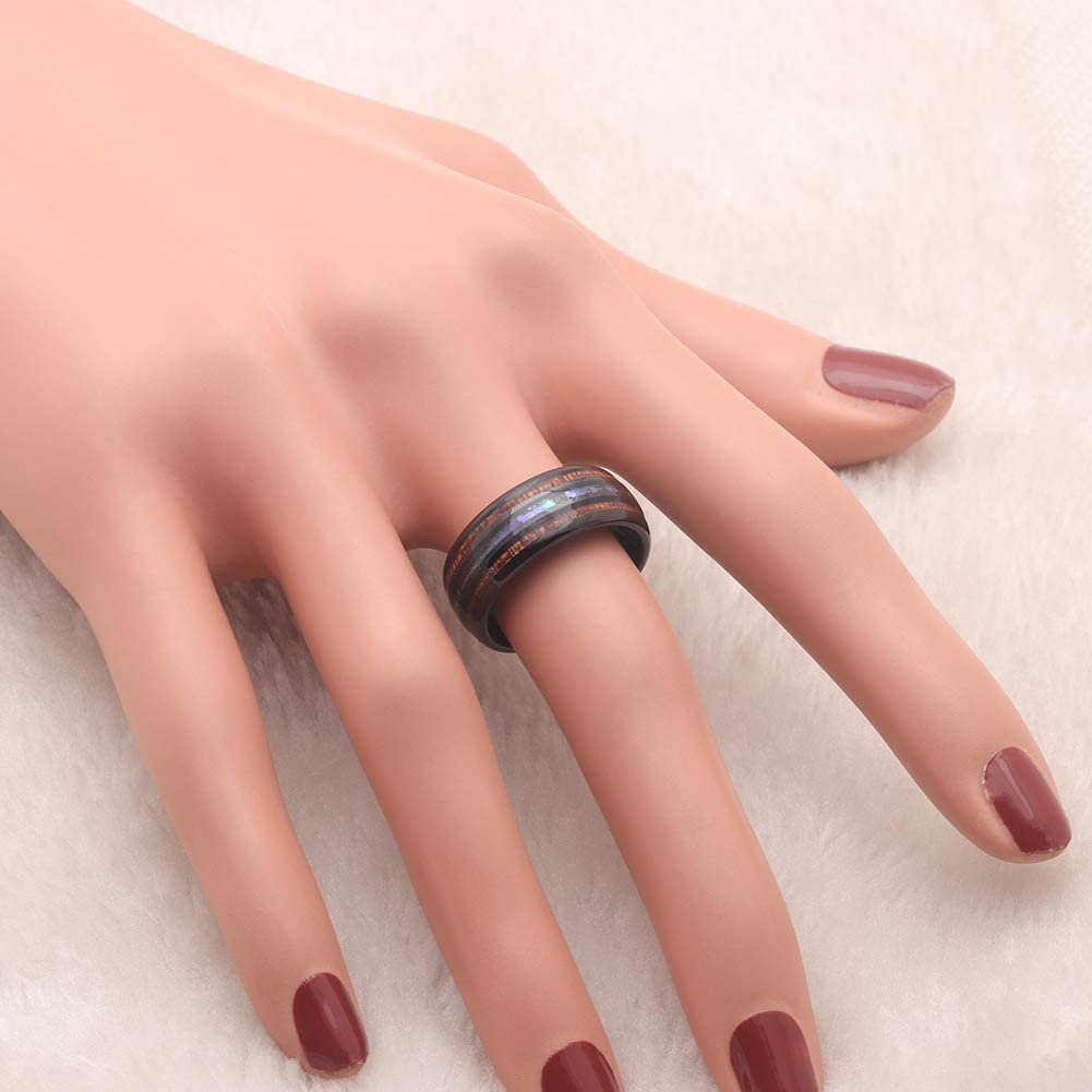 TungstenWeddingBandRing8mmMenWomenKoaWoodAbaloneGingerLyneCollection_Black-4