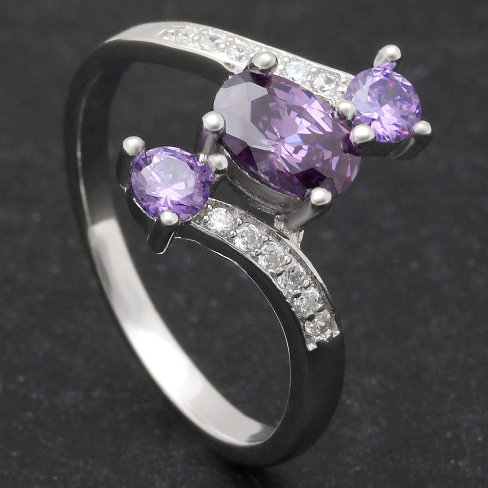 BirthstoneRingforWomenStatementRing3StoneSterlingSilverCzGingerLyneCollection_Purple-2