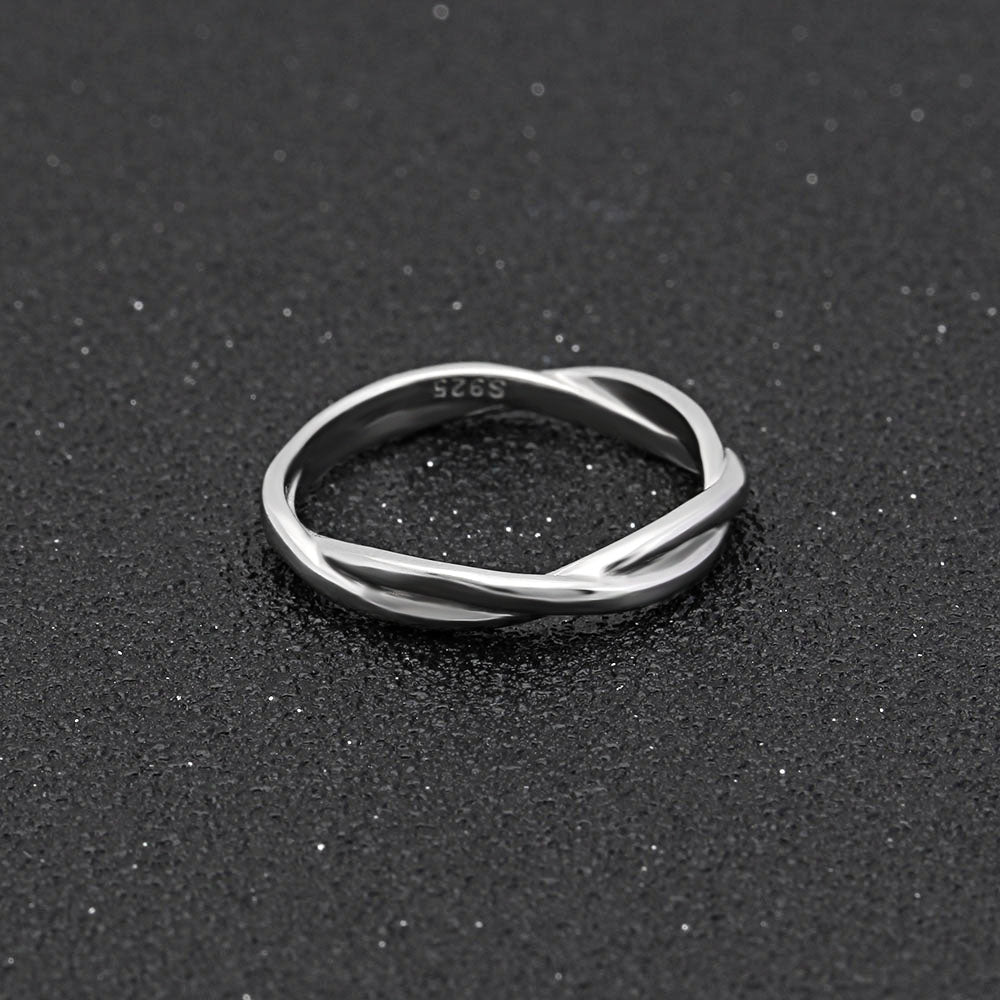 AuroraWeddingBandRingWomenMenTwistSterlingSilverGingerLyneCollection_Silver-7