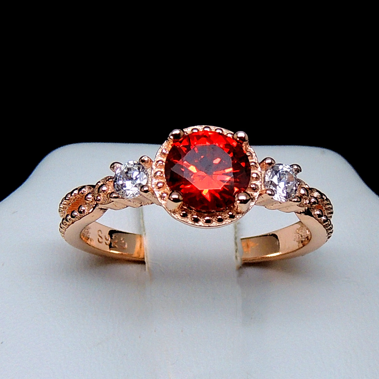 AlexandraBirthstoneRingRoseGoldSterlingSilverPurpleCZWomensGingerLyneCollection_Red-2