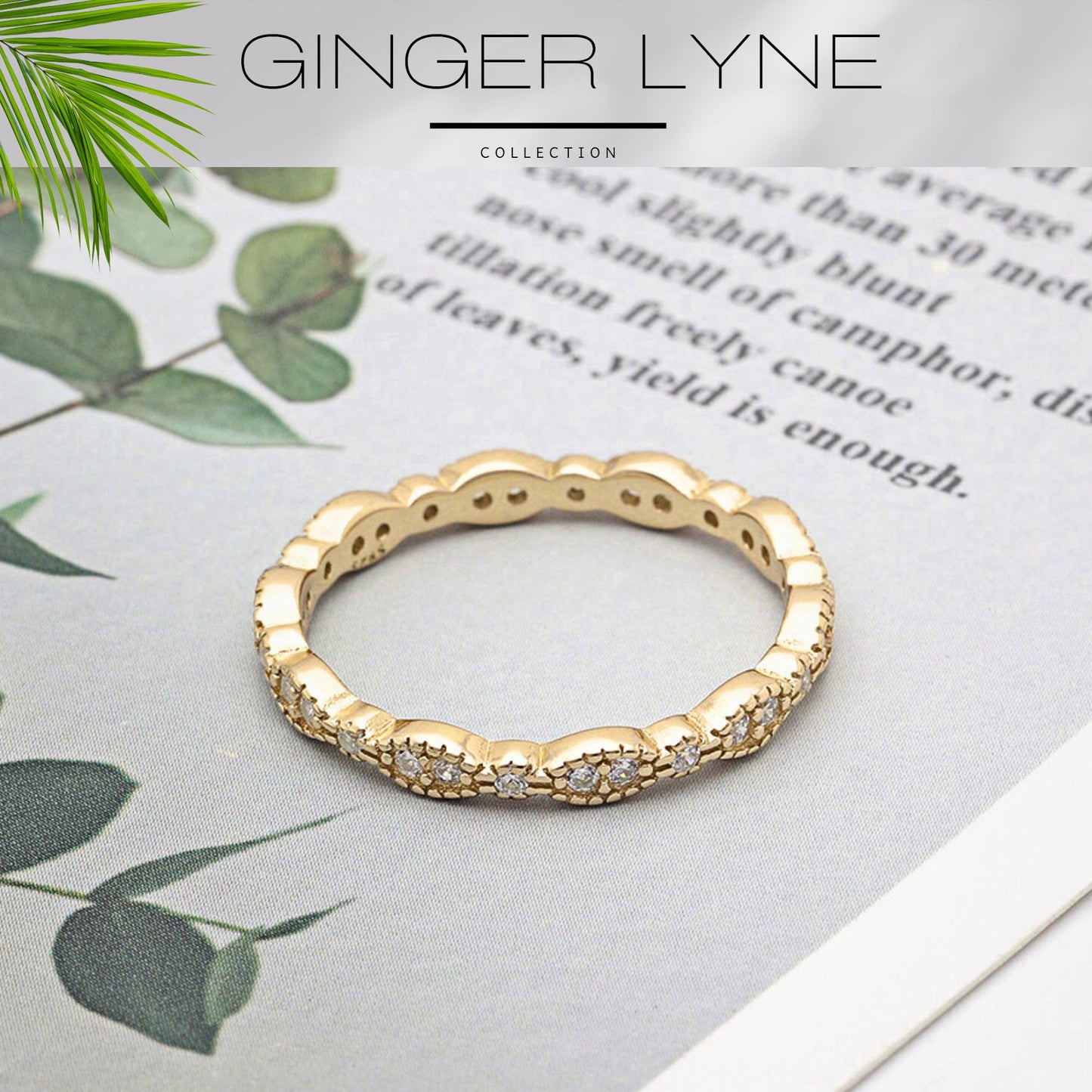 EternityWeddingBandforWomenCubicZirconiaSterlingSilverStackingRingsGingerLyneCollection_Scallop-Gold-6