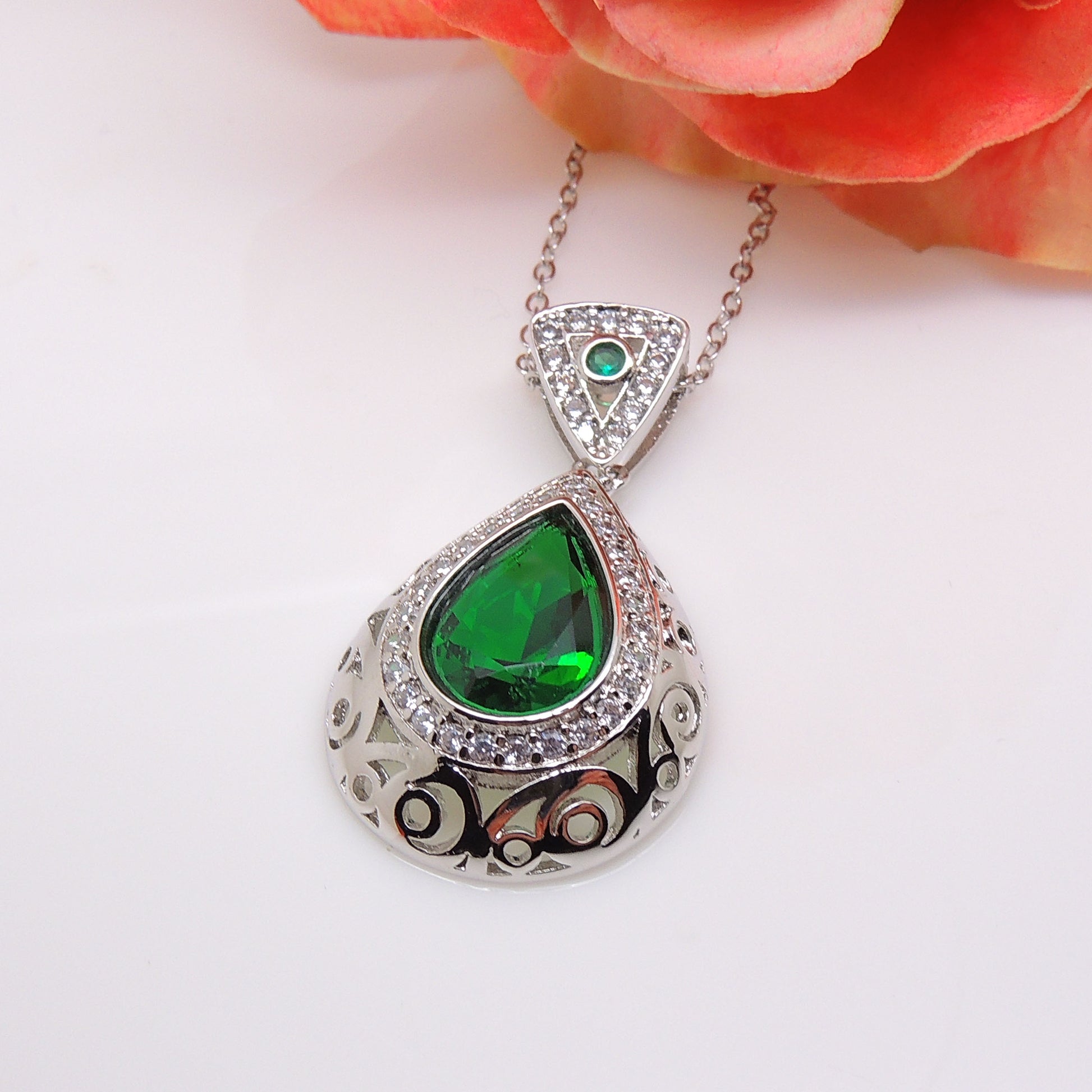 LonaTeardroppurpleCzPendantNecklaceWomenGingerLyneCollection_Green-3