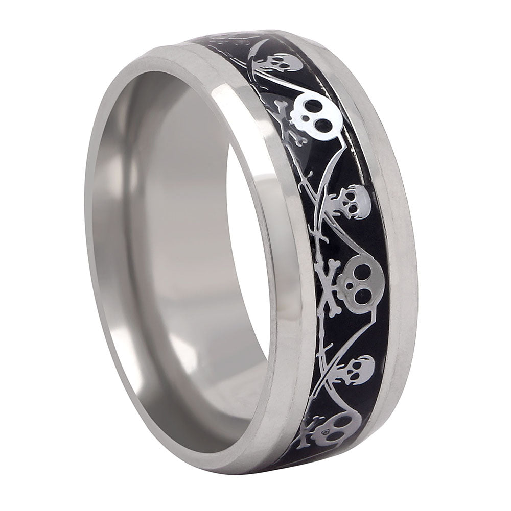 PirateJackWeddingBandforMenStainlessSteelRingforWomenGingerLyneCollection_Black-6