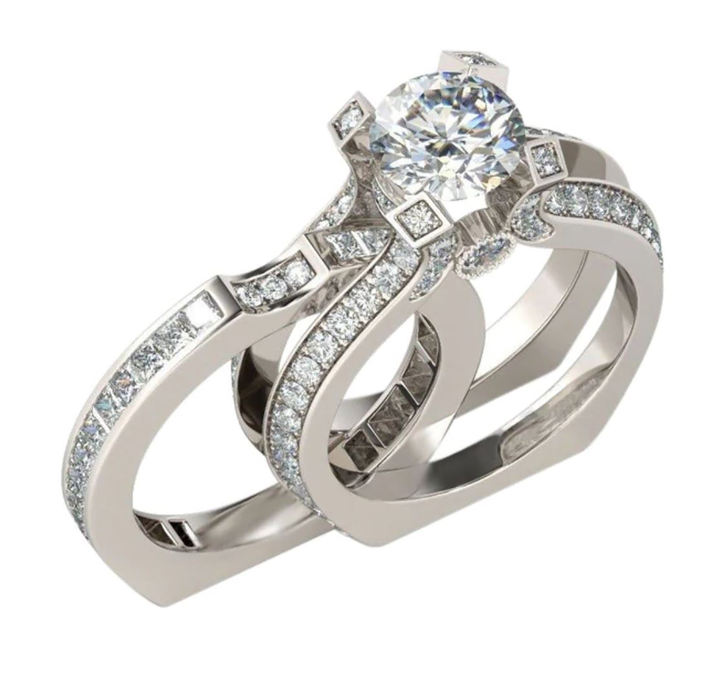 SkylarWeddingRingSetforWomenEngagementRingandMatchingBandCzGingerLyneCollection_Clear-1