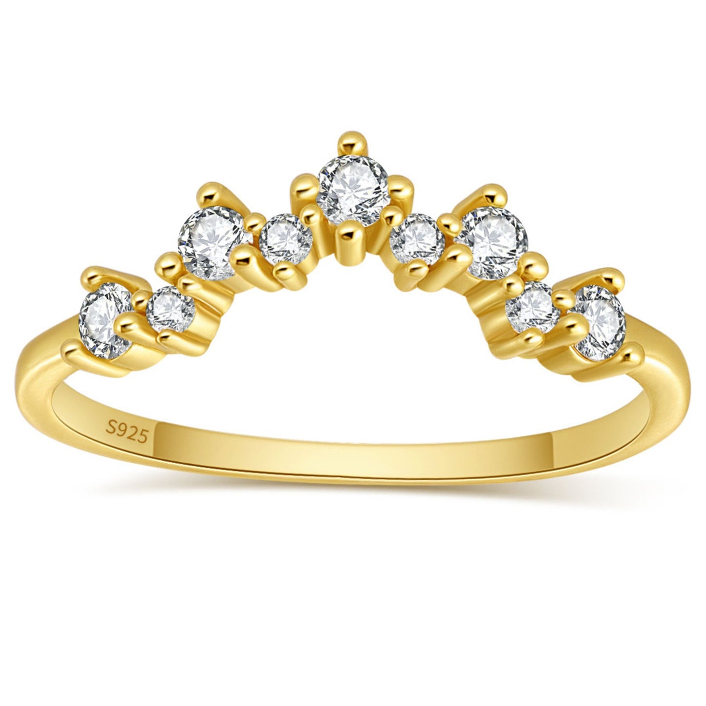 AriaHalfEternityRingforWomenSterlingSilverCZAnniversaryBandStackableChevronCurvebyGingerLyne_Gold-1