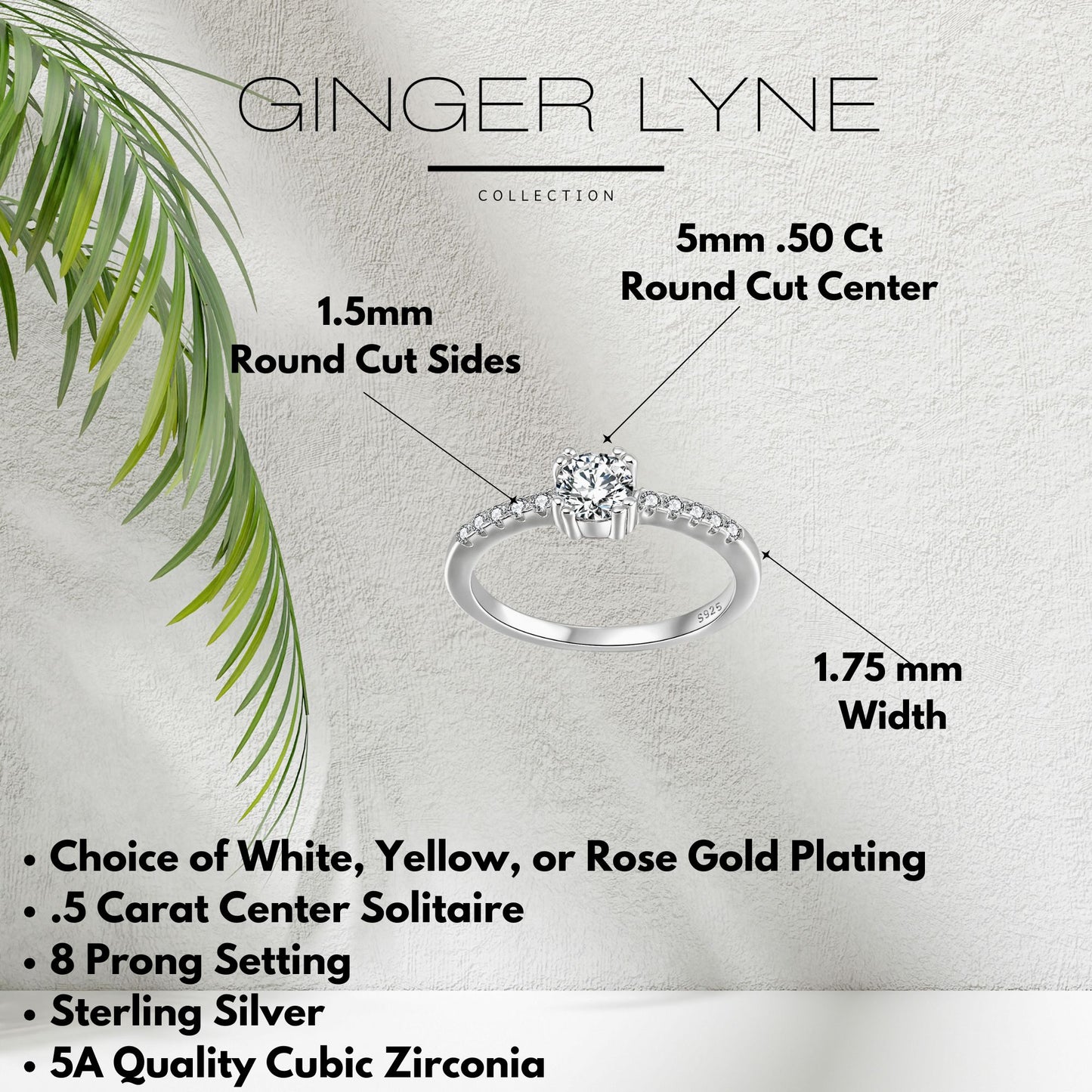 RoundEngagementRingforWomenbyGingerLyne.5CtSimulatedDiamondSterlingSilverWeddingRings_Gold-5