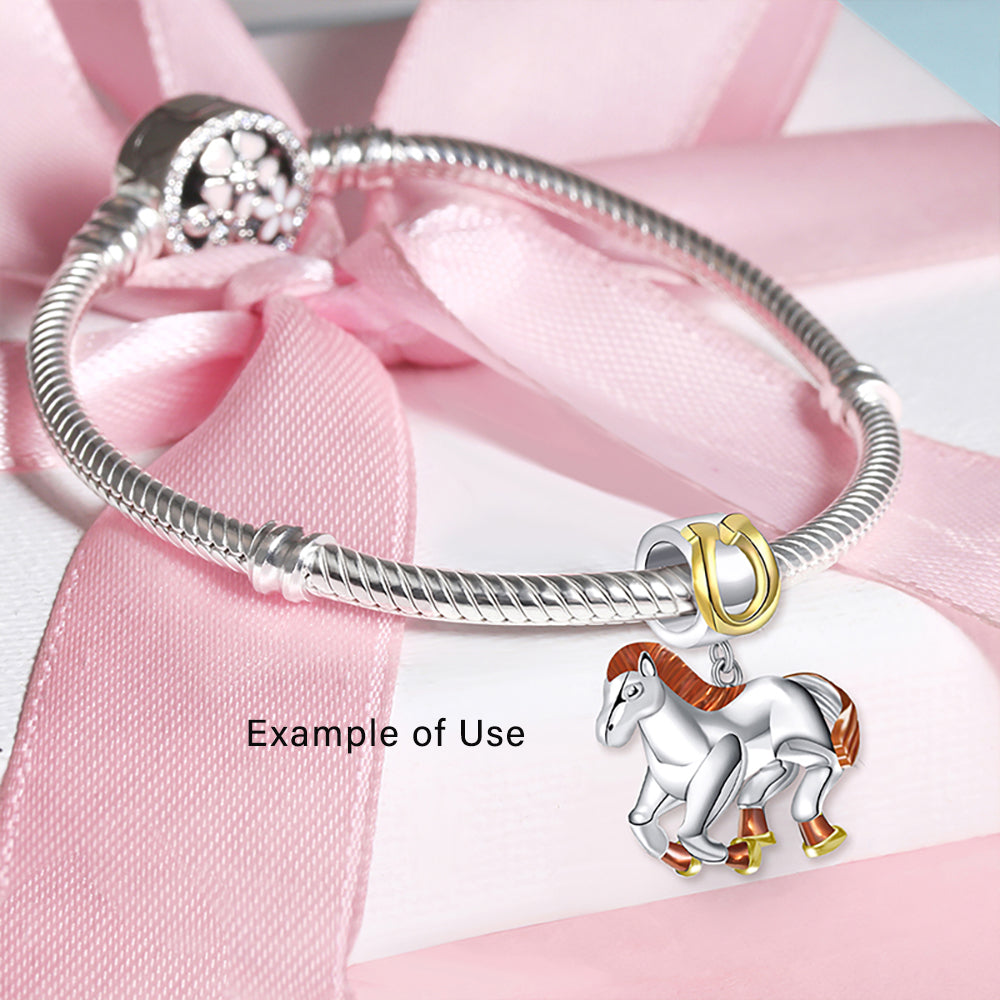PonyHorseCharmforWomenEuropeanBeadThreeToneGoldPlatedSterlingSilverGingerLyneCollection_Silver-3