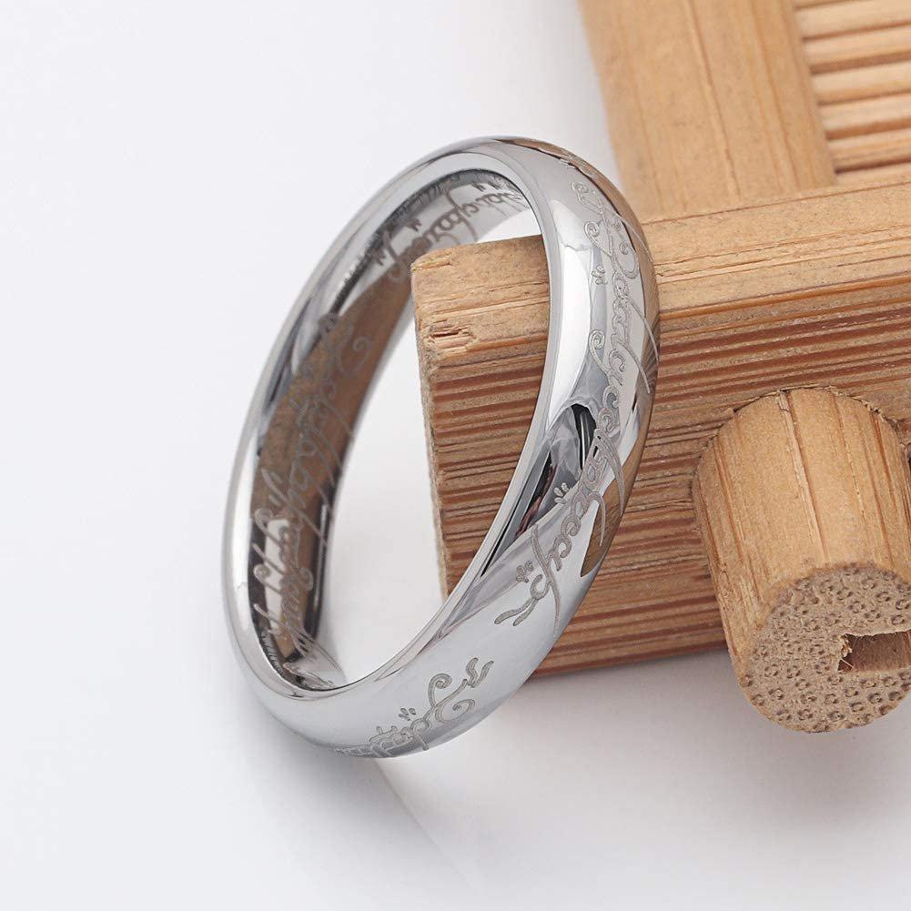 GingerLyneTungstenWeddingBandforMenorWomenLordsOneRingofPowerSilver6mmor4mm_4mmSilver-2