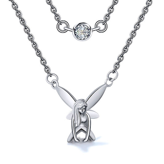 FairySterlingSilverDoubleChainPendantNecklaceforWomenGingerLyneCollection_Silver-1