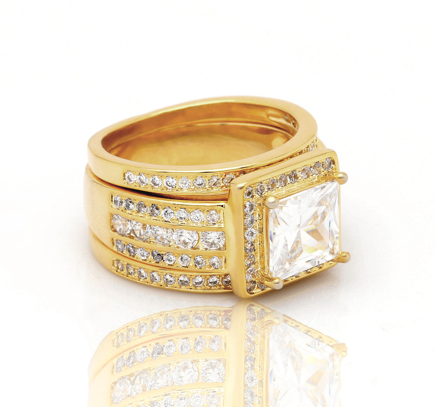 BeverlyHaloWeddingRingSetforWomenCzEngagementMatchingBandsGingerLyneCollection_Gold-6