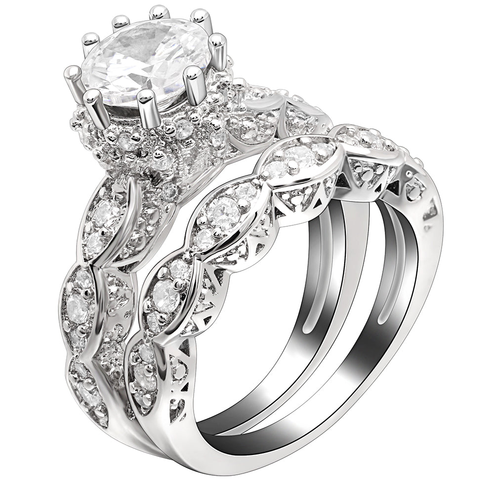 NickieWeddingRingSetSterlingSilverZirconiaRingBandWomenGingerLyneCollection_BridalSet-1
