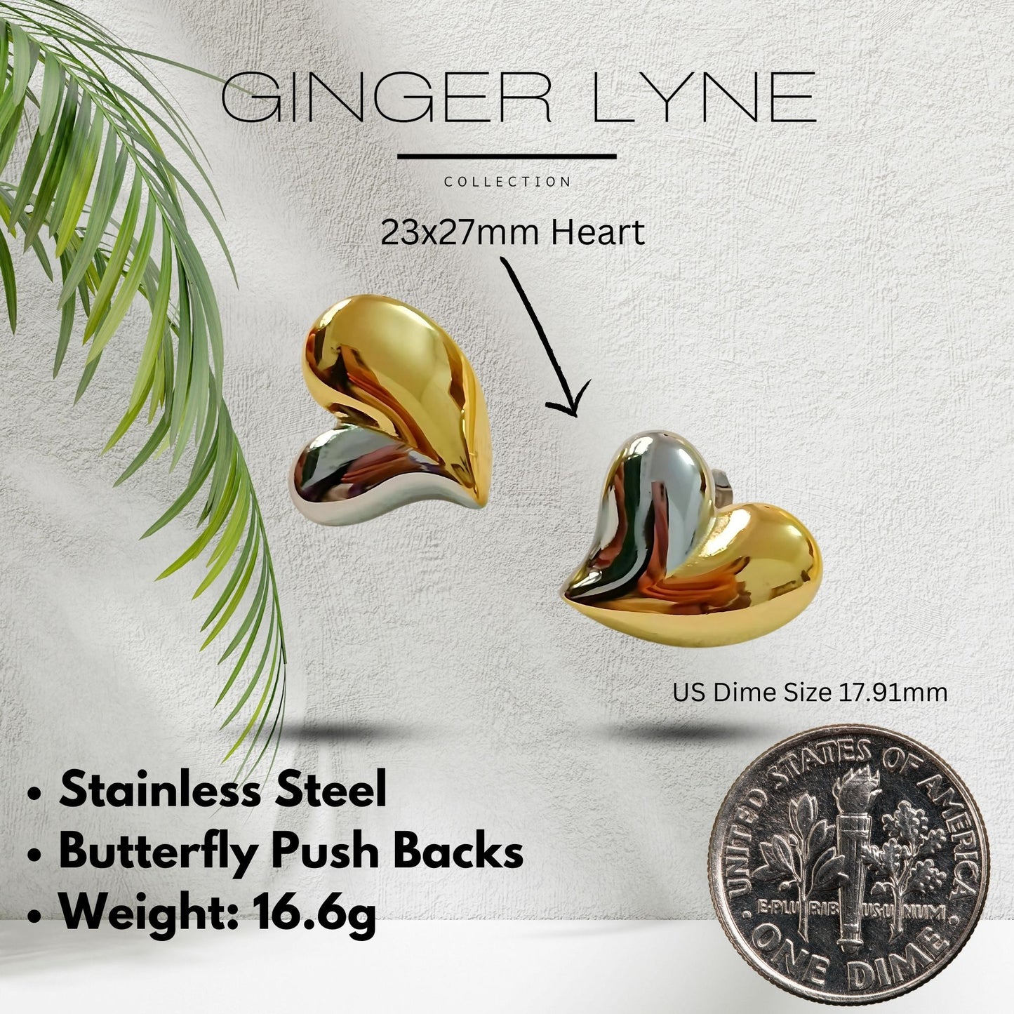 CurvedHeartEarringsforWomenbyGingerLyne|LargeGoldTwo-ToneStainlessStudsforHer_Gold-3