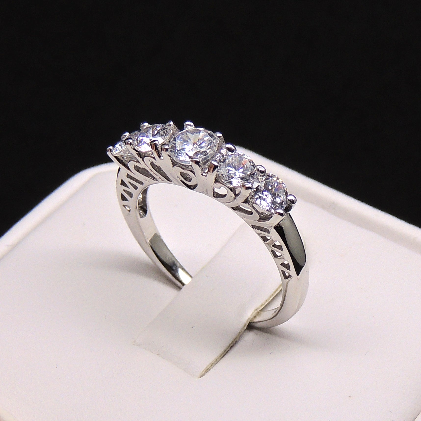 ScarletAnniversaryBandRingCzSterlingSilverWomensGingerLyneCollection10_Silver-3