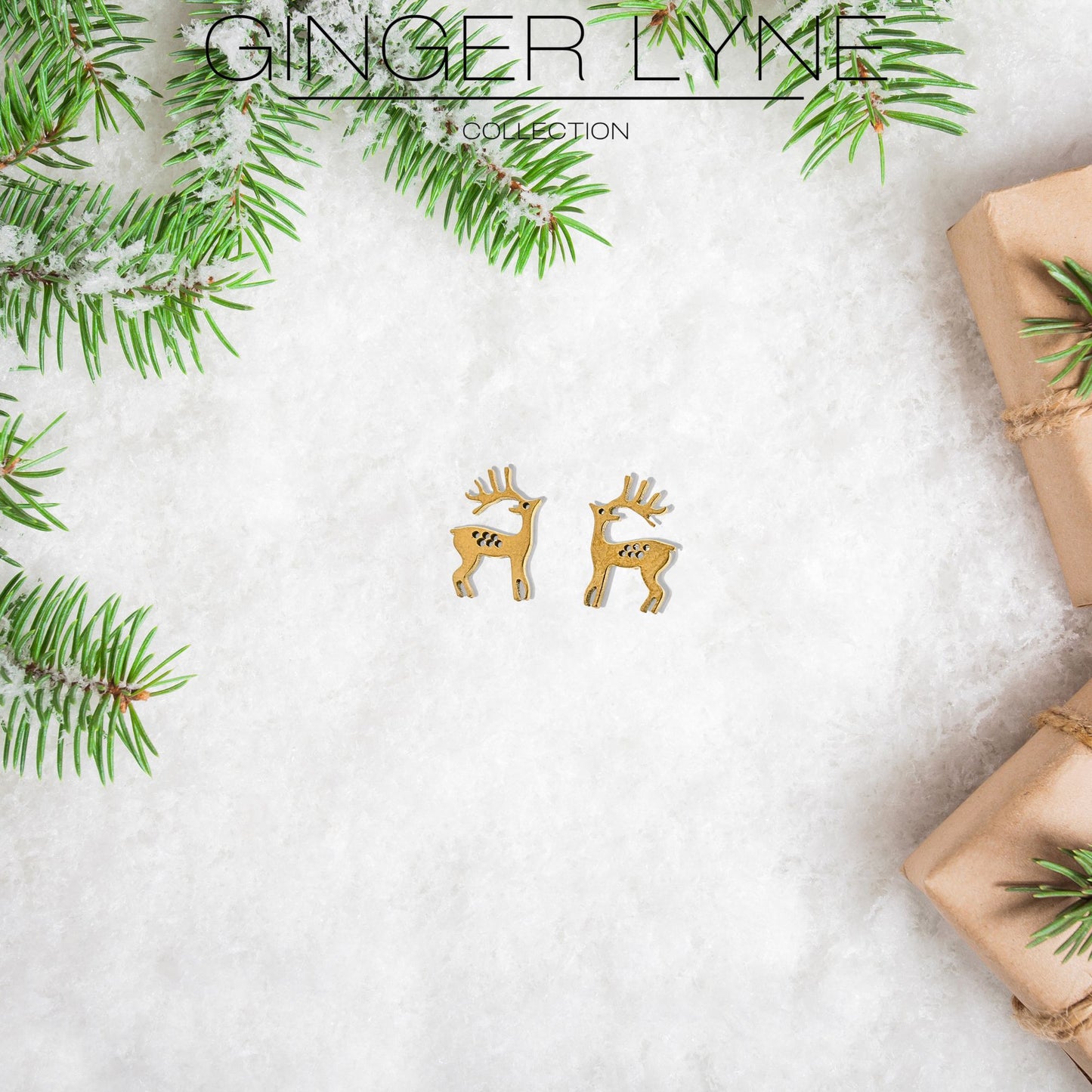 ReindeerEarringsforWomenGoldToneStainlessSteelStudButterflyBackbyGingerLyne_Gold-5