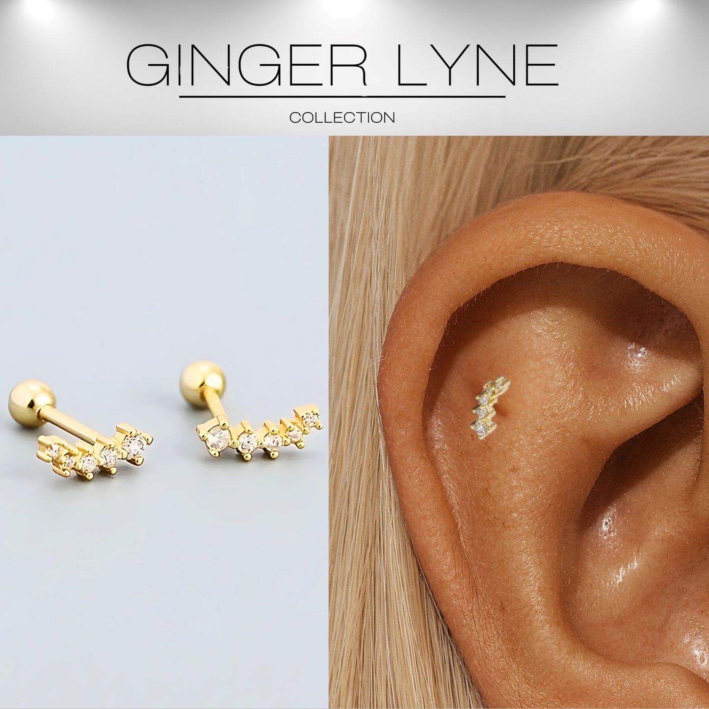 GraduatedCZCrawlerEarringsforWomenSterlingSilver18G8mmCartilageHelixUpperLobeBodyPiercingGingerLyne_Gold-2
