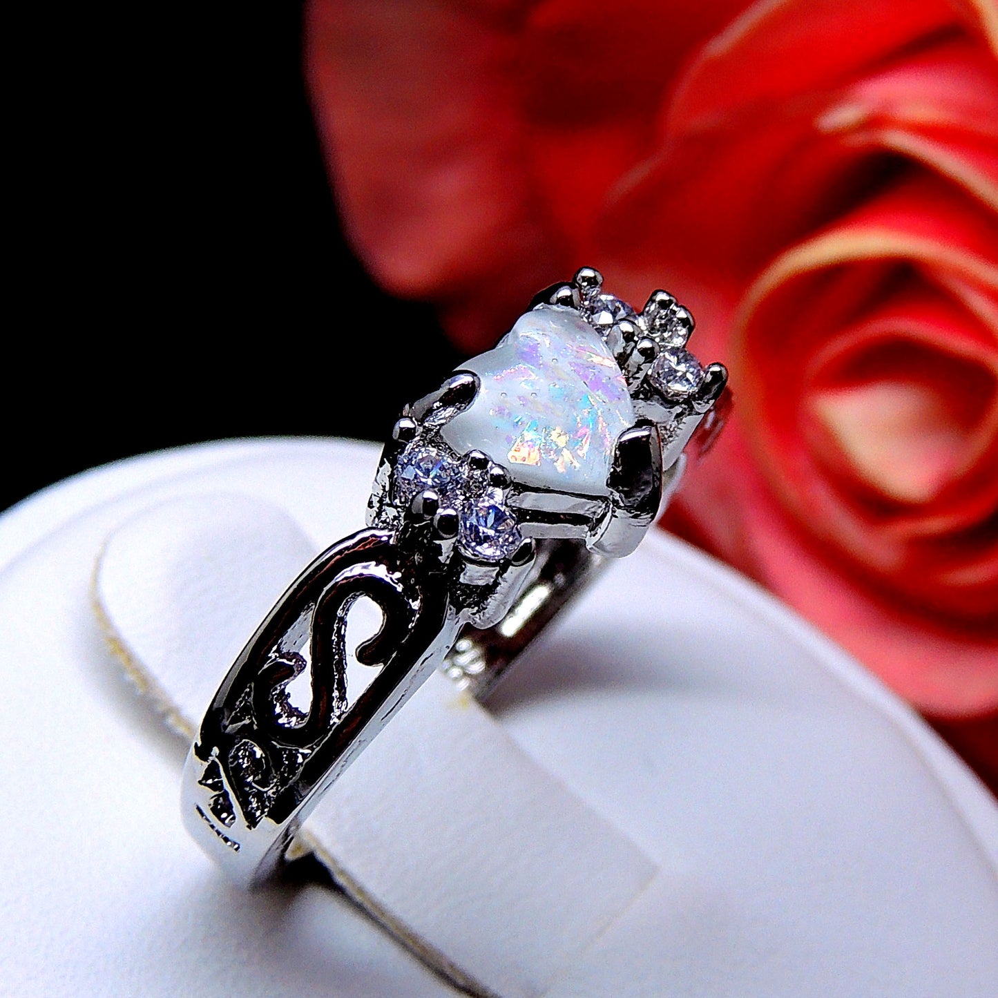 HollandPromiseRingHeartSimulatedFireOpalCzWomensGingerLyneSize12_Silver-5