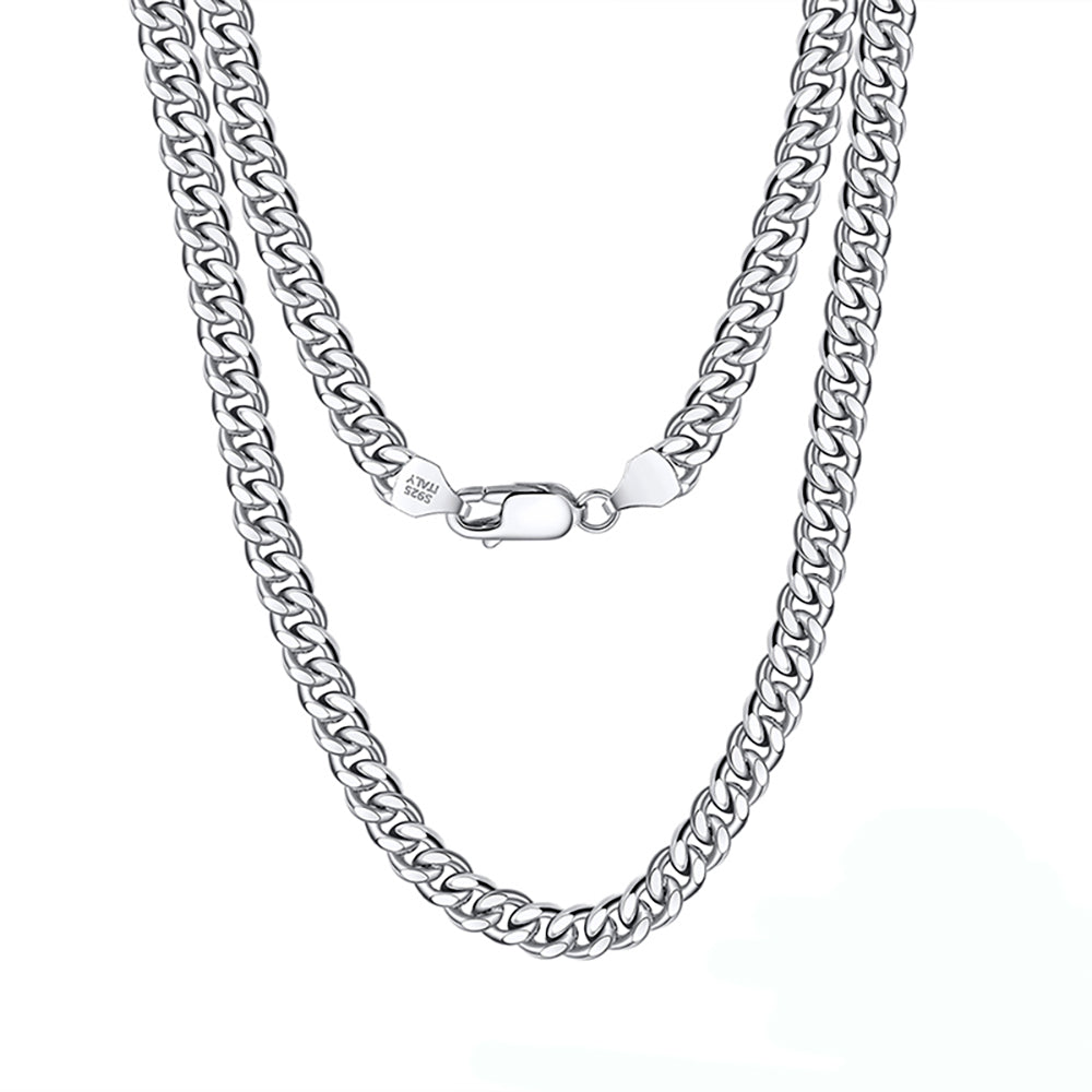 MiamiCubanLinkChainNecklaceforMenWomen18ItalianSterlingSilver7mmGingerLyneCollection_Silver-1