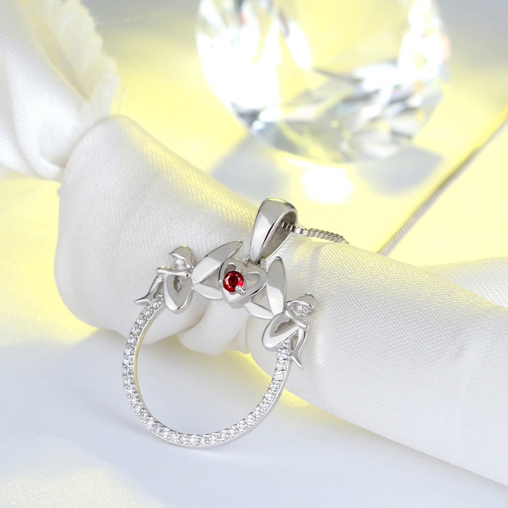 FairyHeartSterlingSilverRedCzPendantChainNecklaceWomenWhimsicalGingerLyneCollection_Silver-2