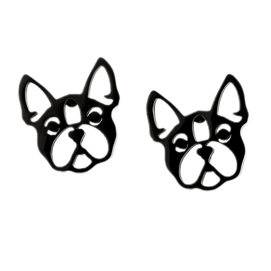 FrenchBulldogDogEarringsforWomenFrenchieLovePuppyBlackStainlessSteelStudGingerLyne_Black-1