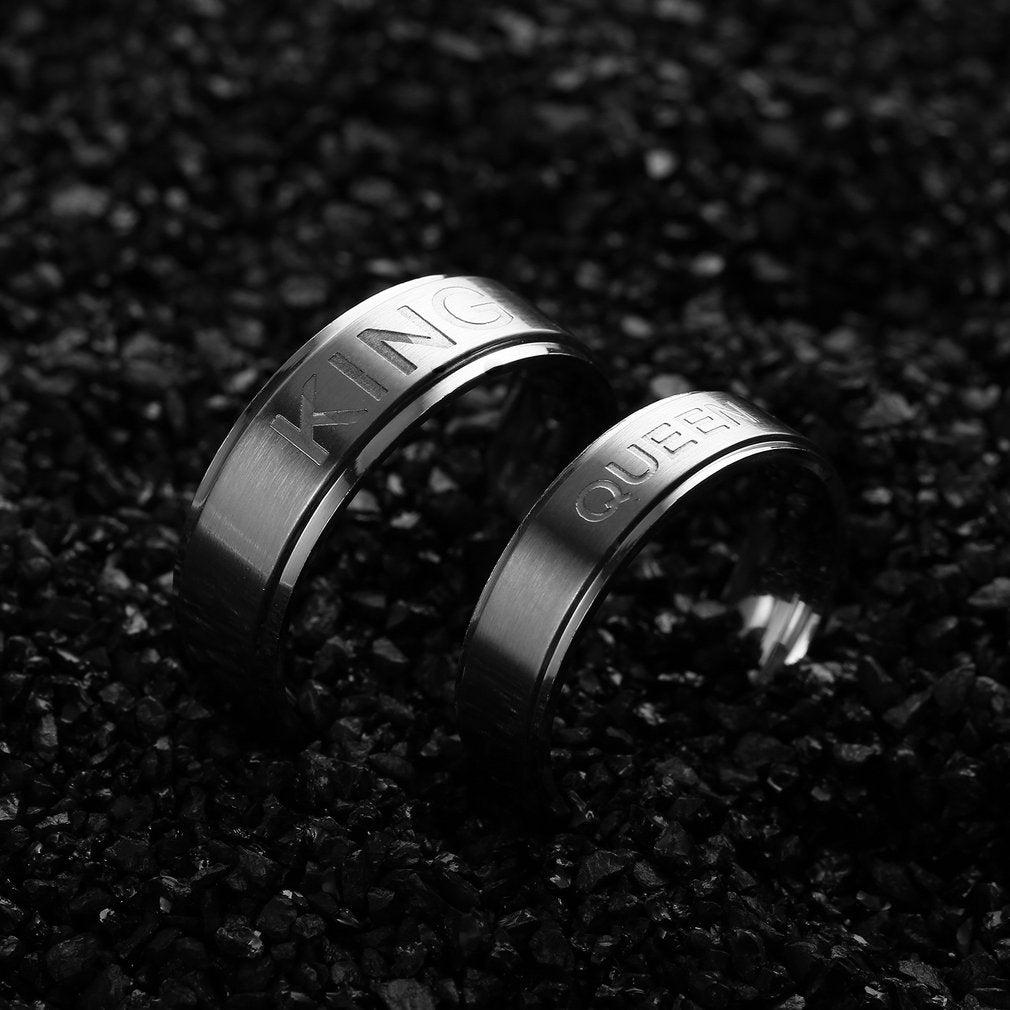 KingorQueen6or8mmStainlessSteelWeddingBandRingMenorWomenbyGingerLyne_Mens-King-4