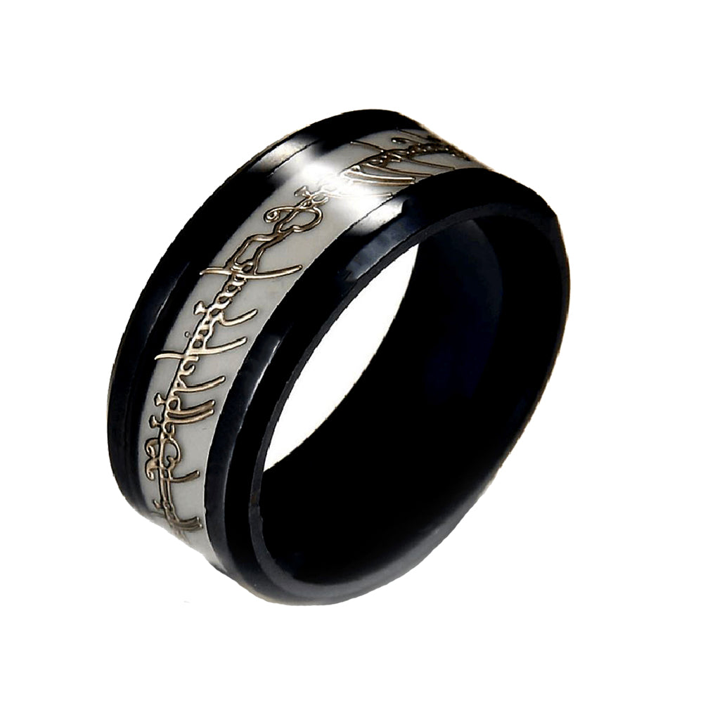 GlowinDarkWeddingBandRingforMenorWomen8mmStainlessSteelorBlackGingerLyne_BlackBlueGold-1