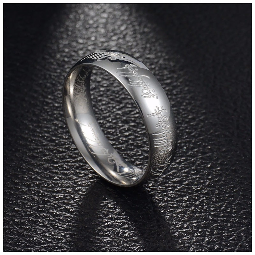 EngravedGoldWeddingBand6mmStainlessSteelRingforMenorWomenbyGingerLyne_Silver-2