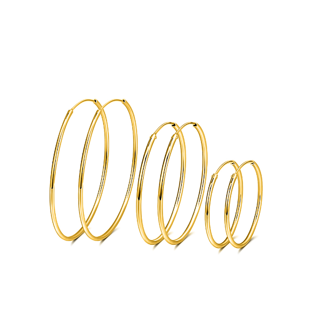 Thin Hoop Earrings for Women Classic Thin Sterling Silver Womens Ginger Lyne Collection - 50mm-Gold