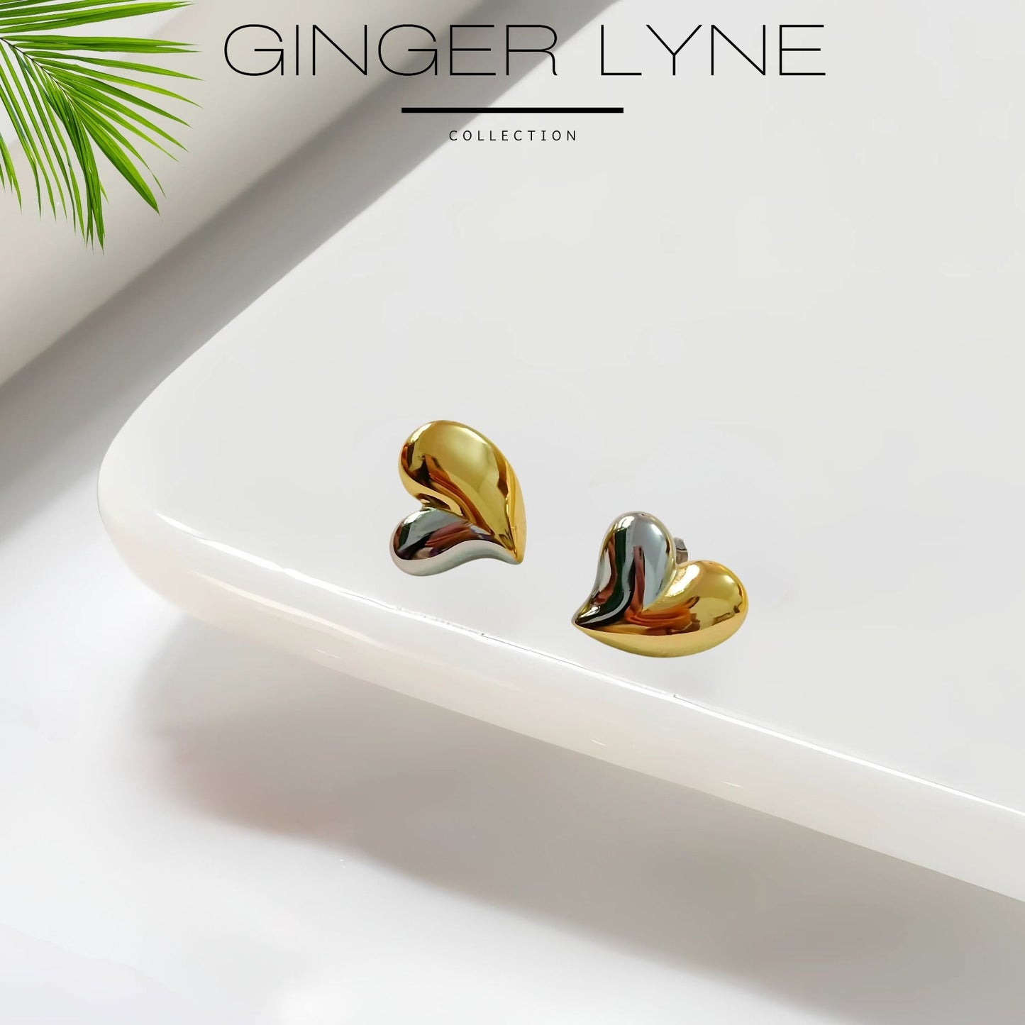CurvedHeartEarringsforWomenbyGingerLyne|LargeGoldTwo-ToneStainlessStudsforHer_Gold-5