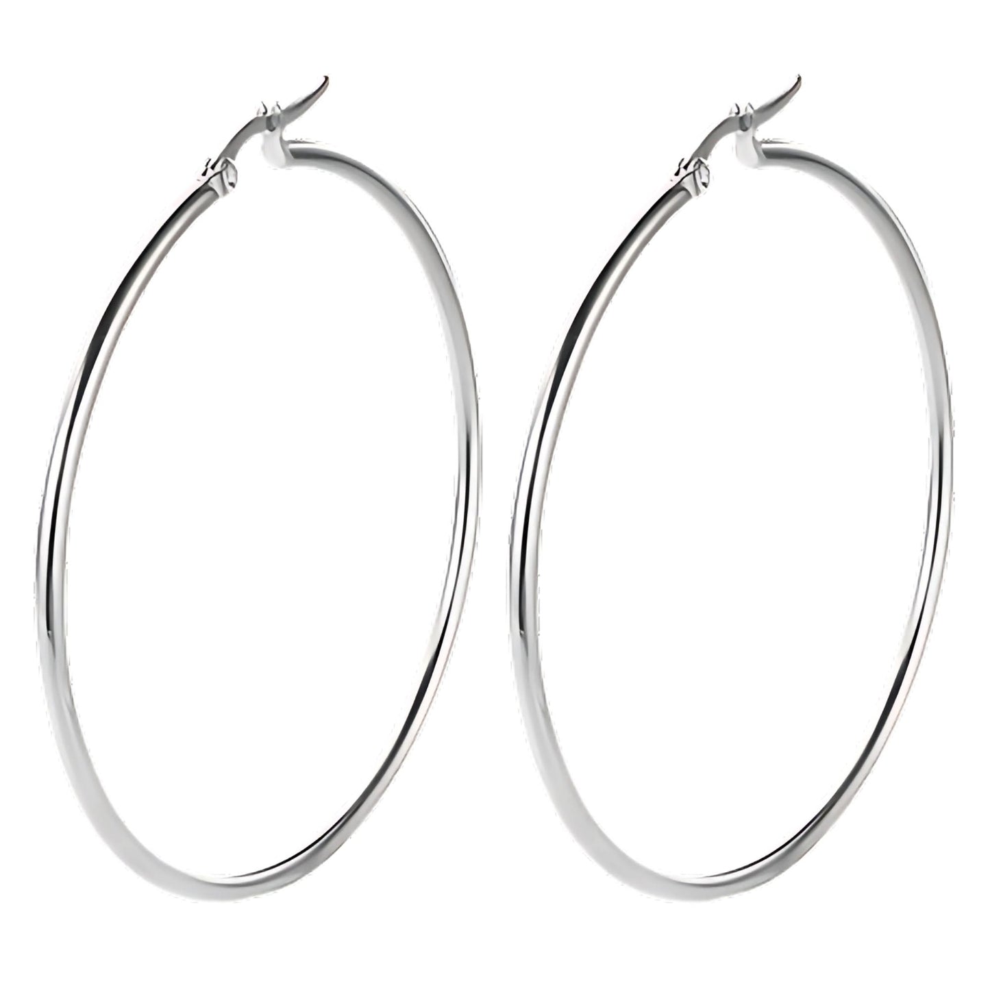 LargePlainHoopEarringsforWomenSilverToneStainlessSteelGingerLyneCollection_50mm-Silver-1
